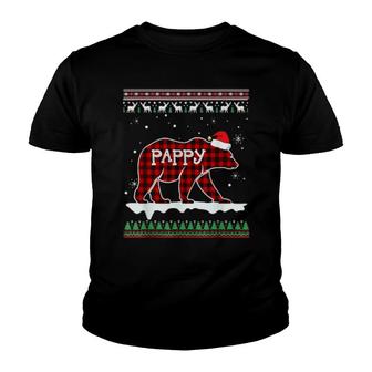 Pappy Bear Santa Red Plaid Family Pajamas For Christmas Youth T-shirt | Mazezy
