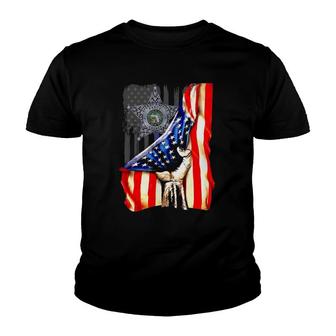 Pasco County Sheriff Badge With American Flag Youth T-shirt | Mazezy