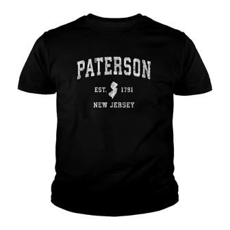 Paterson New Jersey Nj Vintage Athletic Sports Design Youth T-shirt | Mazezy