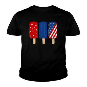 Patriotic 4Th Of July Popsicle's Usa America Flag Summer Youth T-shirt | Mazezy