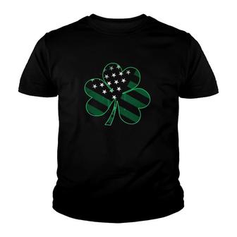 Patriotic American Flag St Patrick's Day Clover Youth T-shirt | Mazezy