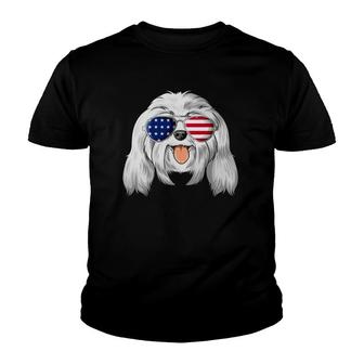 Patriotic Maltese American Flag Glasses 4Th July Maltese Youth T-shirt | Mazezy