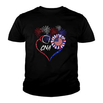 Patriotic Nurse Cna 4Th Of July American Flag Sunflower Love Youth T-shirt | Mazezy