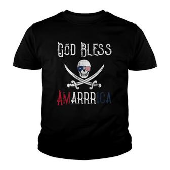 Patriotic Pirate Saying God Bless America Arrr Youth T-shirt | Mazezy AU