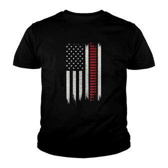 Patriotic Train Conductor American Flag Railroad Youth T-shirt | Mazezy