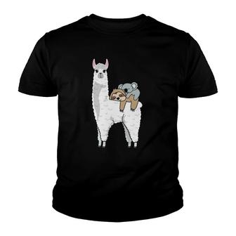 Patronus Sloth & Koala On Llama Alpaca Official Napping Youth T-shirt | Mazezy
