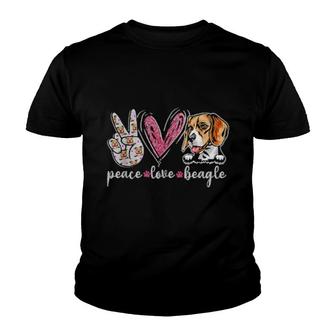 Peace Love Beagle Dogs Youth T-shirt | Mazezy
