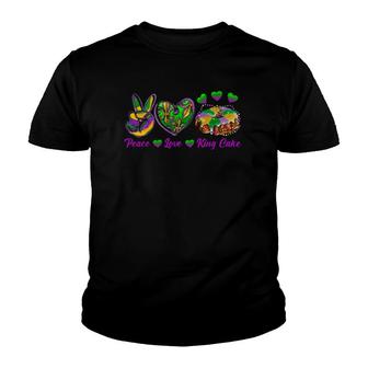 Peace Love King Cake Funny Mardi Gras Festival Party 2022 Ver2 Youth T-shirt | Mazezy