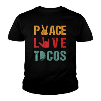 Peace Love Tacos Vintage Tee Outfit For Mexican Food Lovers Youth T-shirt | Mazezy