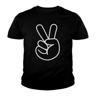 Peace Sign Hand Minimalistic Pocket Design Peace Youth T-shirt | Mazezy