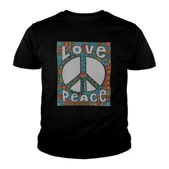 Peace Sign Love 60S 70S Tie Dye Hippie Groovy Vibes Youth T-shirt | Mazezy