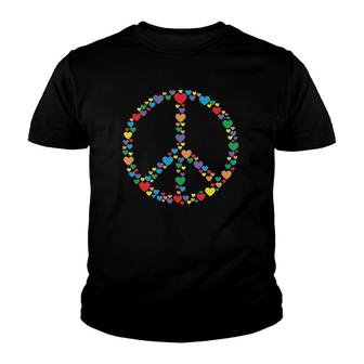 Peace Sign Symbol Love Hearts Cute Hippie Graphic Youth T-shirt | Mazezy