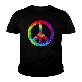 Peace Sign Symbol Tie Dye 60S 70S Hippie Costume Youth T-shirt | Mazezy