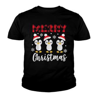 Penguin Christmas Lights Merry Xmas Christmas Pajama Youth T-shirt | Mazezy