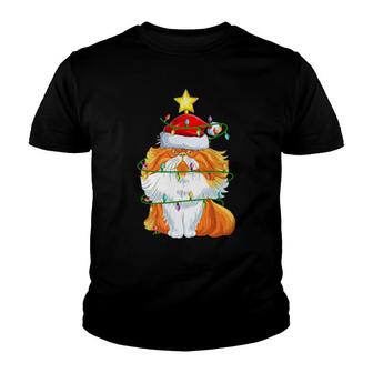 Persian Cat Lighting Xmas Tree Santa Persian Cat Christmas Youth T-shirt | Mazezy
