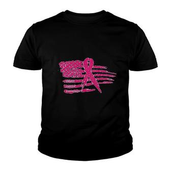 Pink Ribbon Flag Awareness Hope Survivor Youth T-shirt | Mazezy