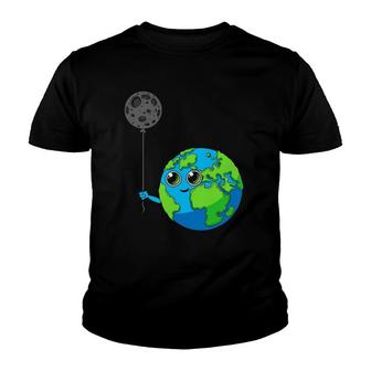 Planet Earth Galaxy Moon Balloon Astronomy Space Youth T-shirt | Mazezy