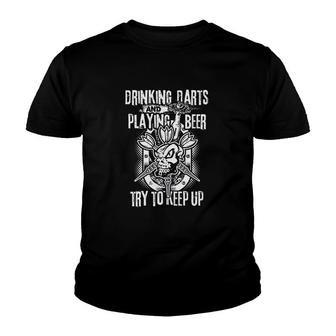 Playing Beer Drinking Darts Youth T-shirt | Mazezy