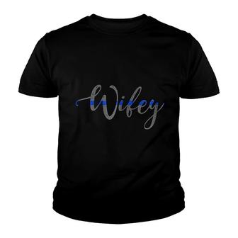Police Wifey Thin Blue Line Police Youth T-shirt | Mazezy