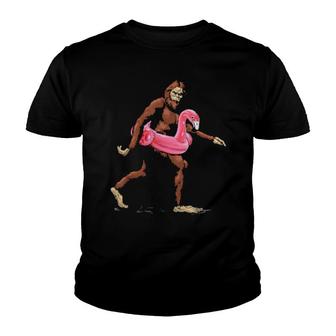 Pool Party Bigfoot Flamingo Sasquatch Summer Novelty Youth T-shirt - Thegiftio UK