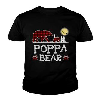 Poppa Bear Christmas Pajama Red Plaid Buffalo Family Youth T-shirt - Thegiftio UK