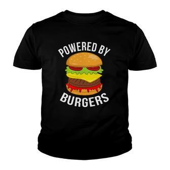 Powered By Burgers Cheeseburger Hamburger Lover Graphic Youth T-shirt | Mazezy