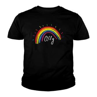 Pretty Lgbtq Ally Gay Pride And Support Design Gay Ally Tank Top Youth T-shirt | Mazezy
