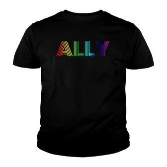 Pride Ally Gay Pride Month Lgbt Rainbow Flag Youth T-shirt | Mazezy AU