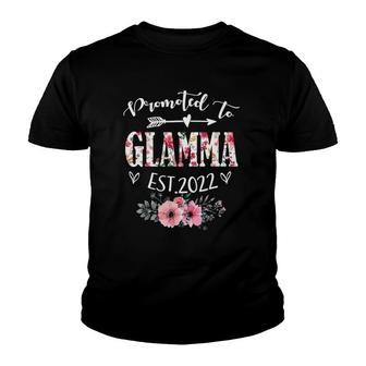 Promoted To Glamma Est 2022 First Time Glamma Mother's Floral Youth T-shirt | Mazezy