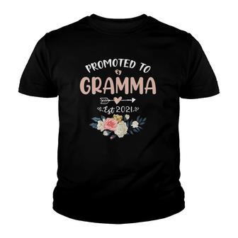 Promoted To Gramma Est 2021 Cute New Grandmother Gift Youth T-shirt | Mazezy