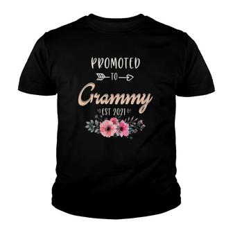 Promoted To Grammy Est 2021 Cute New Grandmother Gift Youth T-shirt | Mazezy