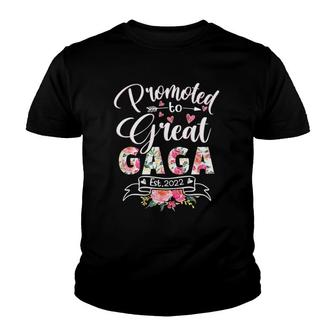 Promoted To Great Gaga Est 2022 Floral First Time Grandma Youth T-shirt | Mazezy