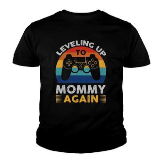 Promoted To Mommy Again Leveling Up To Mommy Again Funny Mom Youth T-shirt | Mazezy