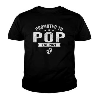 Promoted To Pop Est 2021 Tee Retro Father's Day Gift Youth T-shirt | Mazezy