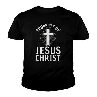 Property Of Jesus Christ God Religious Youth T-shirt | Mazezy