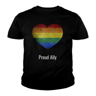 Proud Ally Rainbow Vintage Lgbtq Gay Pride Parade Women Men Youth T-shirt | Mazezy