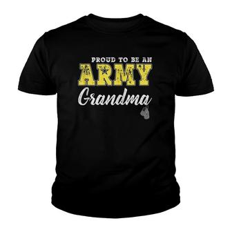 Proud Army Grandma Us Flag Dog Tags Military Grandmother Zip Youth T-shirt | Mazezy CA