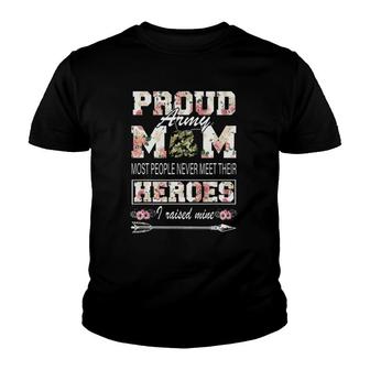 Proud Army Mom I Raise Mine Floral Mother's Day Gifts Youth T-shirt | Mazezy