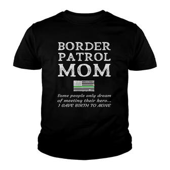 Proud Border Patrol Mom Mother Thin Green Line American Flag Youth T-shirt | Mazezy