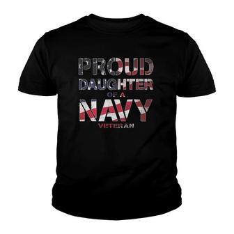 Proud Daughter Retired United States Veteran Navy Usa Flag Youth T-shirt | Mazezy