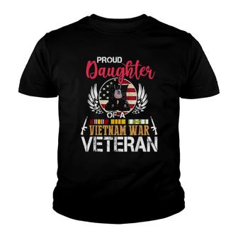Proud Daughter Vietnam War Veteran, American Flag Military Youth T-shirt | Mazezy