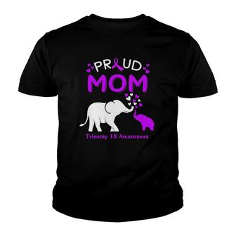 Proud Elephant Mom Trisomy 18 Awareness Youth T-shirt | Mazezy