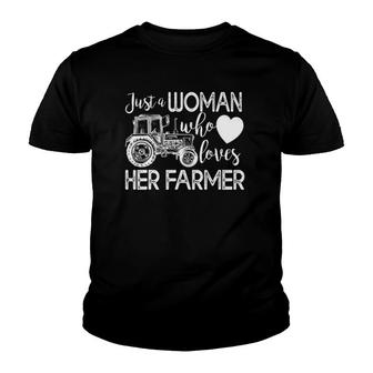 Proud Farmer's Wife Just A Woman Who Loves Her Farmer Youth T-shirt | Mazezy