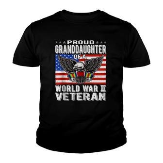 Proud Granddaughter Of A World War 2 Veteran Ww2 Family Gift Zip Youth T-shirt - Thegiftio UK
