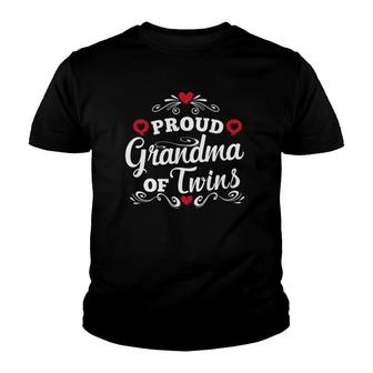 Proud Grandma Of Twins Grandmother Announcement Gift Youth T-shirt | Mazezy