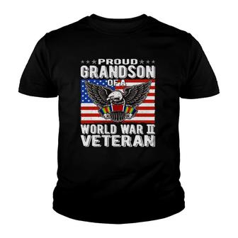 Proud Grandson Of A World War 2 Veteran Patriotic Ww2 Gift Youth T-shirt | Mazezy