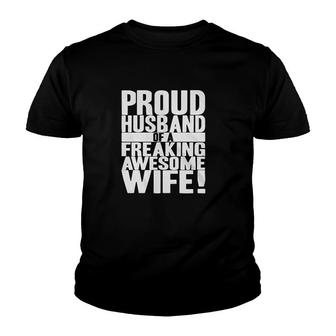 Proud Husband Of A Freaking Awesome Wife Youth T-shirt | Mazezy