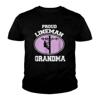 Proud Lineman Grandma Gift For Line Workers Grandmother Youth T-shirt | Mazezy