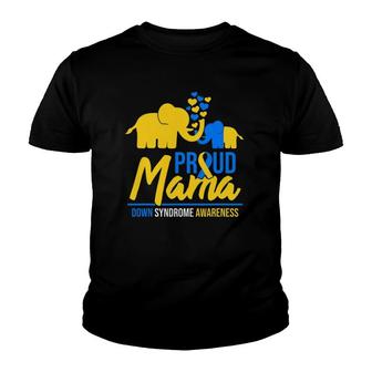 Proud Mama Mom Down Syndrome Awareness Day Cute Elephant T21 Gift Youth T-shirt | Mazezy
