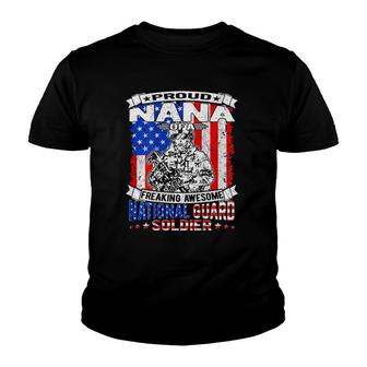 Proud Nana Of A National Guard Soldier Army Grandmother Youth T-shirt | Mazezy